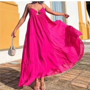 Zara Maxi Dress NWOT Criss Cross Pink